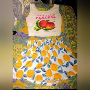 Kids Farm Fresh Peaches Graphic Tank Top - White